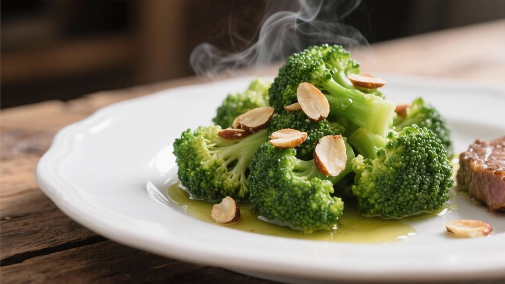crisp tender broccoli with almonds