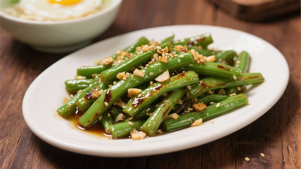 crisp tender garlic soy beans