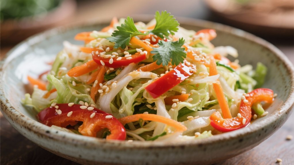 crisp vegetables with sesame dressing