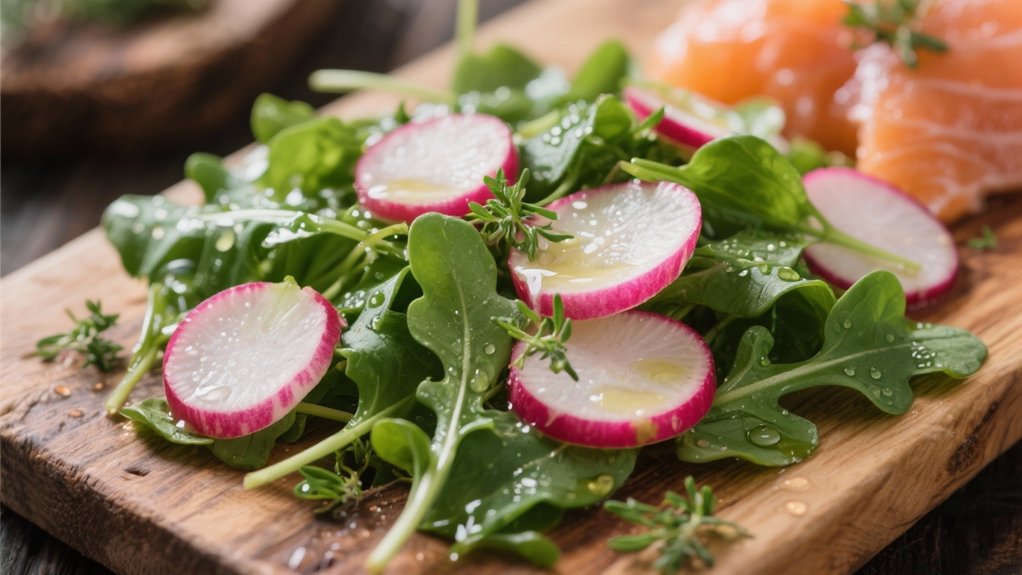 crisp watercress and radishes