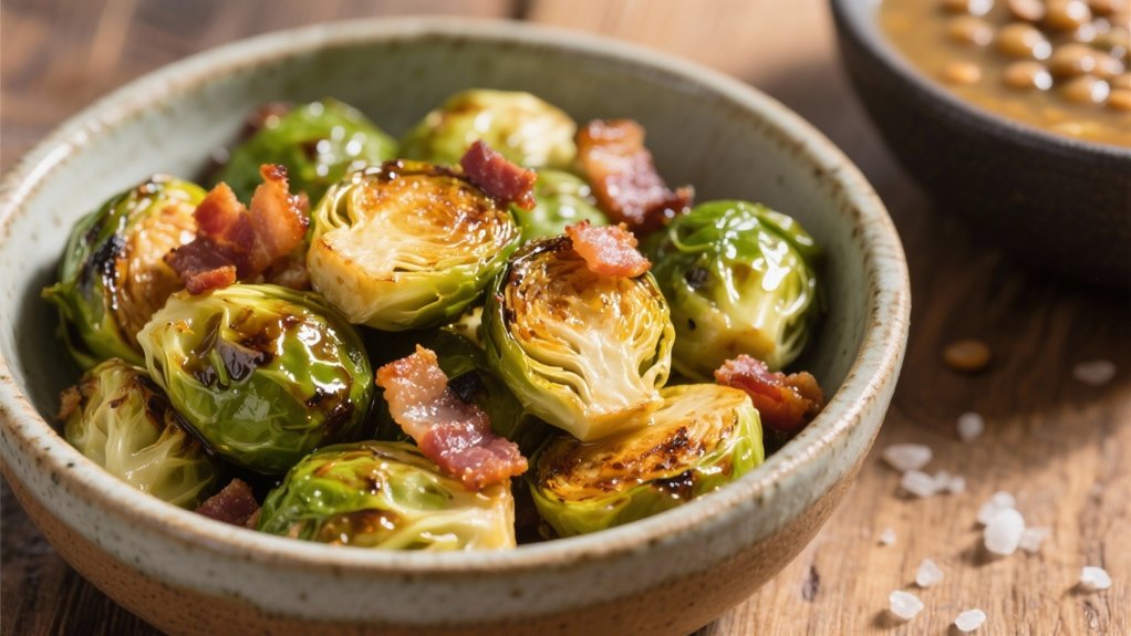crispy bacon caramelized sprouts