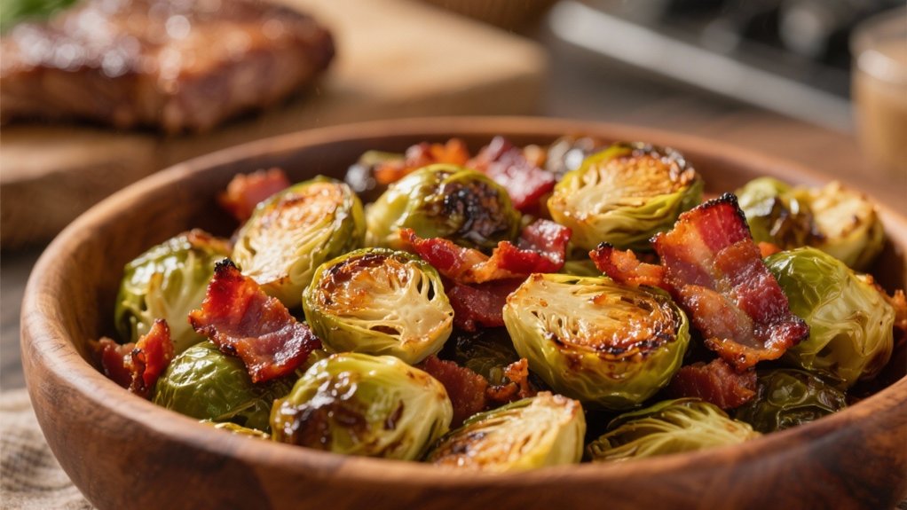 crispy bacon coated brussels sprouts