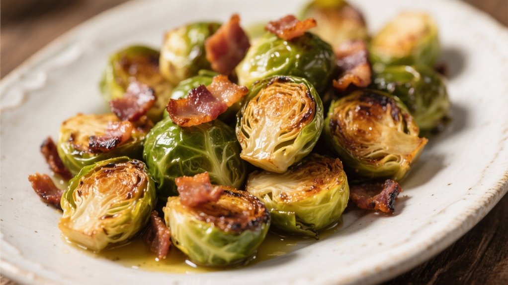 crispy bacon coated brussels sprouts
