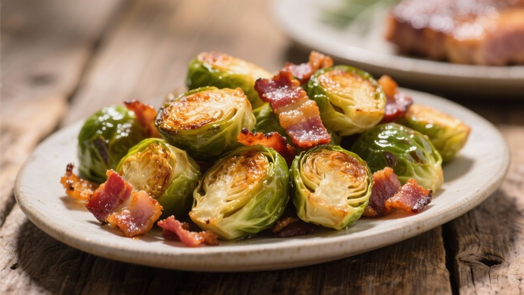 crispy bacon coated brussels sprouts