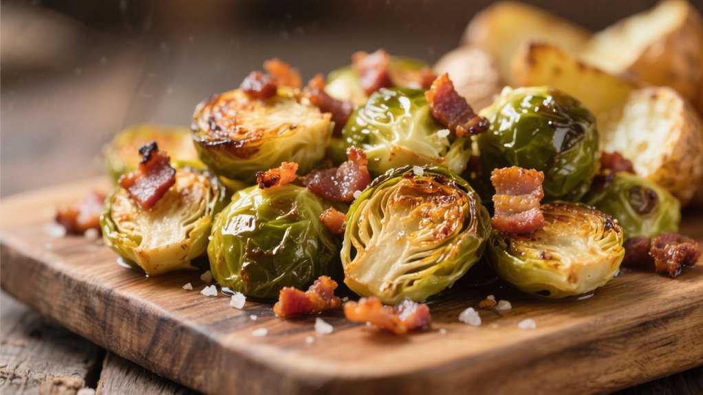 crispy bacon covered brussels sprouts