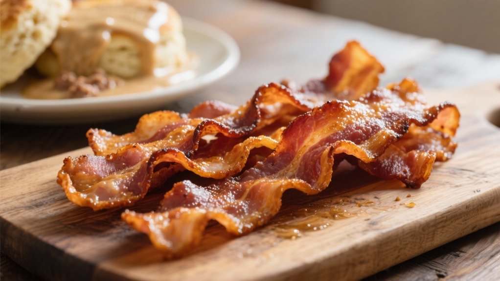 crispy bacon enhances biscuits