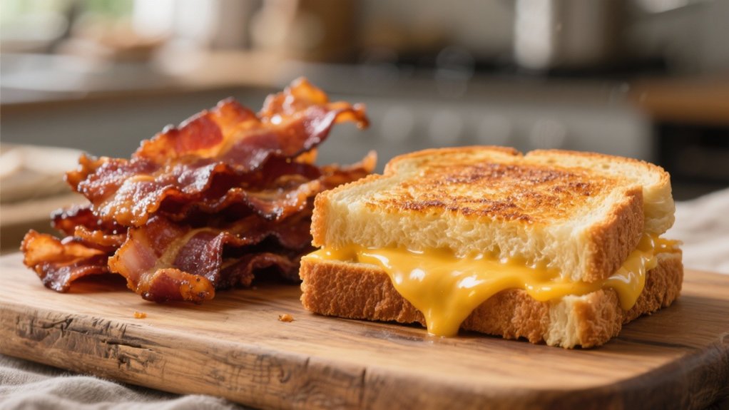 crispy bacon enhances grilled cheese