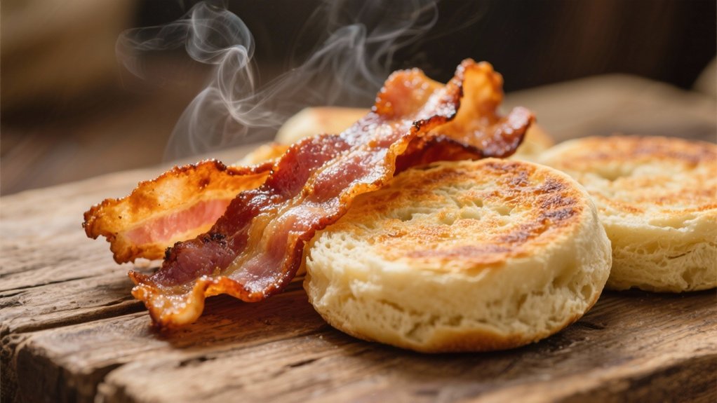 crispy bacon enhances muffins