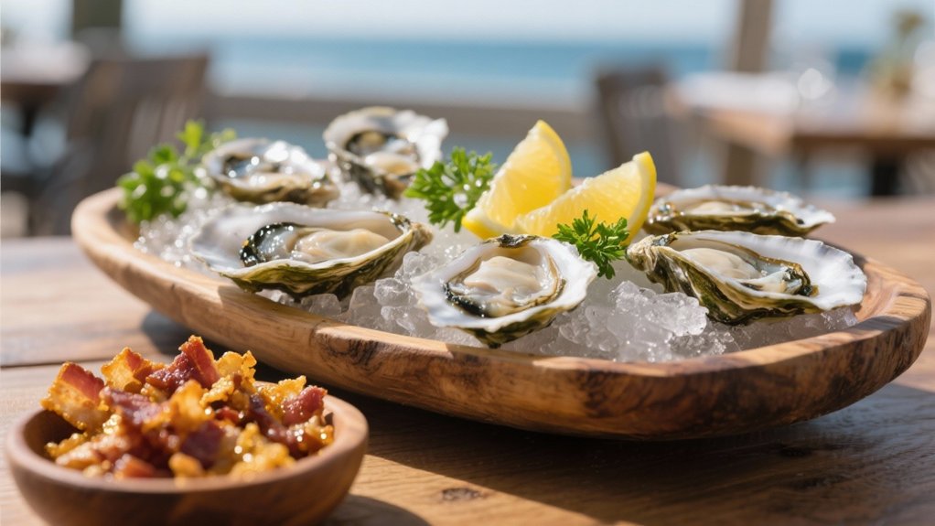 crispy bacon enhances oysters