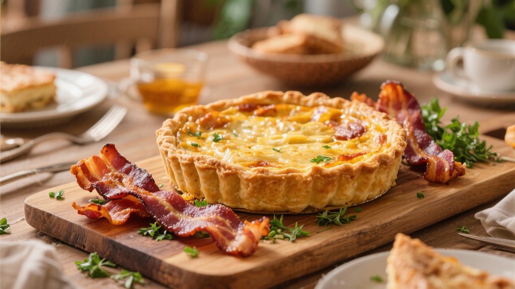 crispy bacon enhances quiche