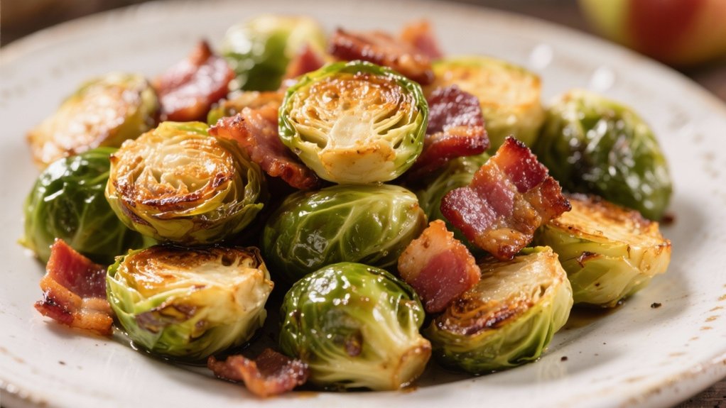 crispy bacon enhances sprouts