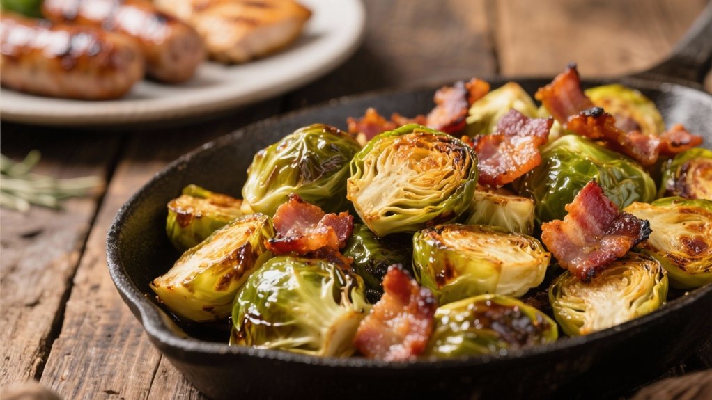 crispy bacon enhances sprouts