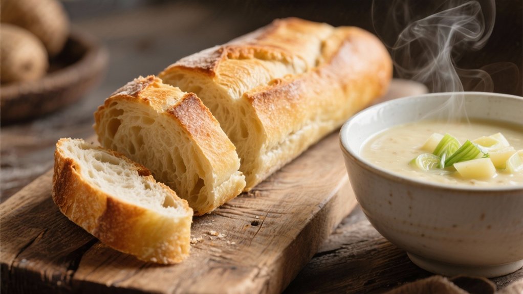 crispy baguette complements soup