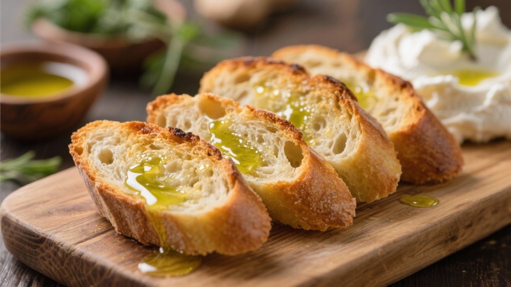 crispy baguette with olive oil