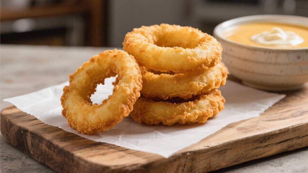 crispy beer battered onion rings