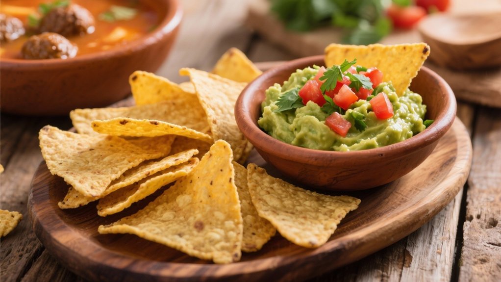 crispy chips creamy guacamole