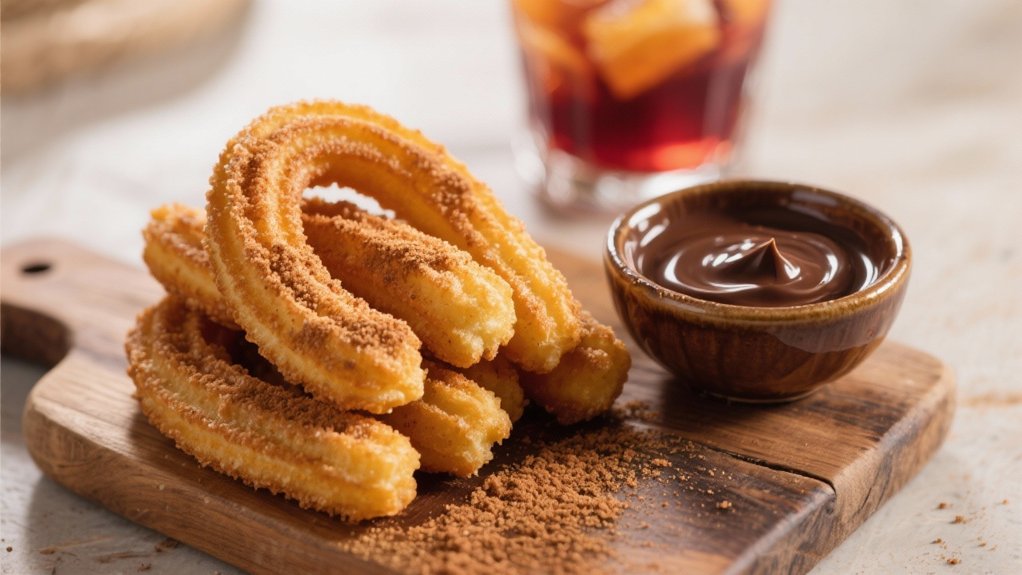 crispy churros with chocolate