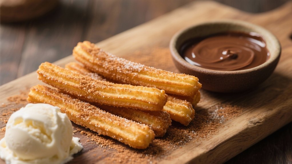 crispy churros with ice cream