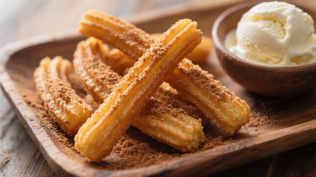crispy churros with toppings