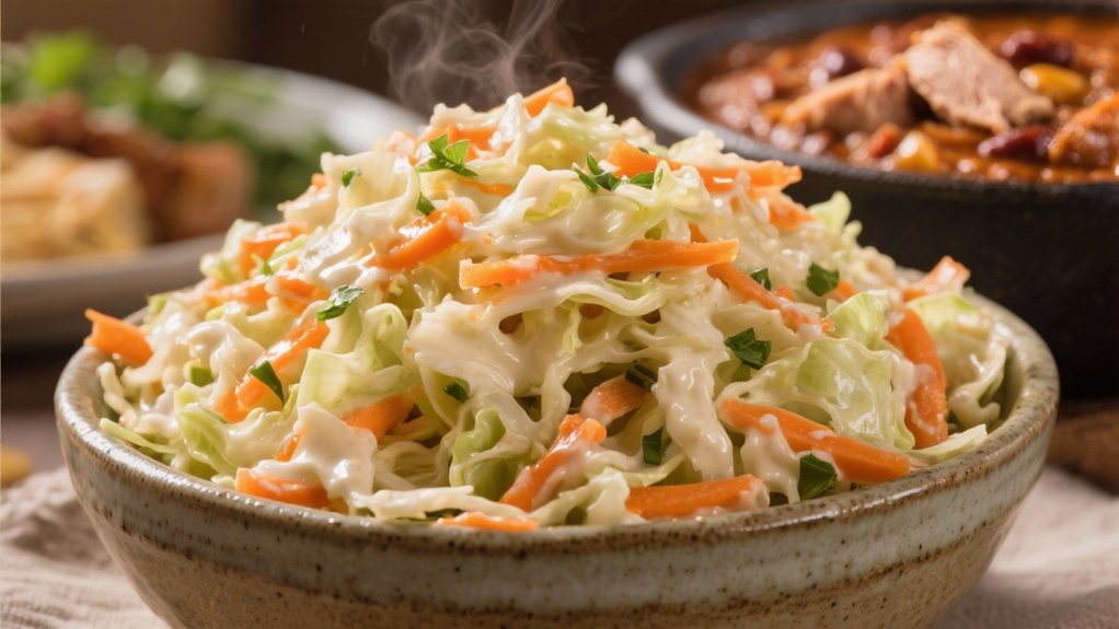 crispy coleslaw complements chili