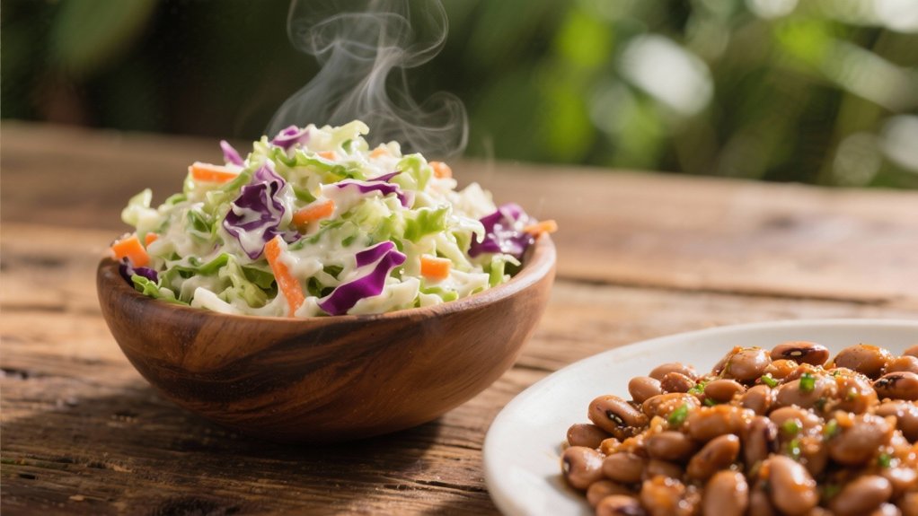 crispy coleslaw complements pinto beans