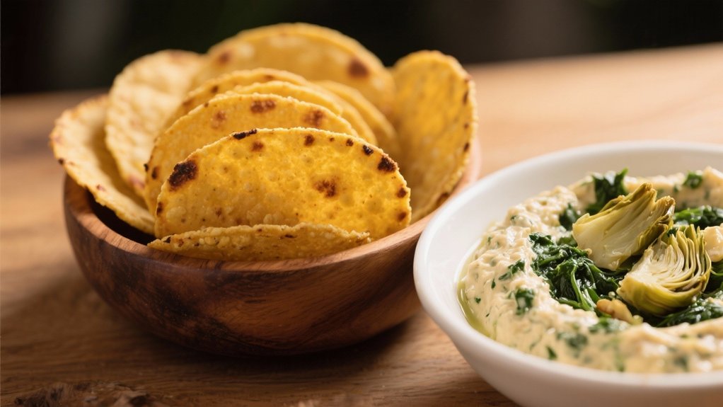crispy corn tortilla rounds