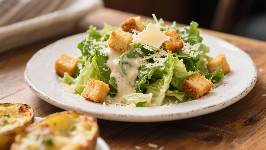crispy croutons enhance caesar