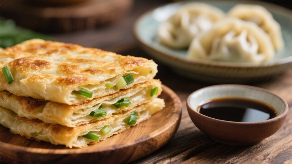 crispy flaky scallion pancakes