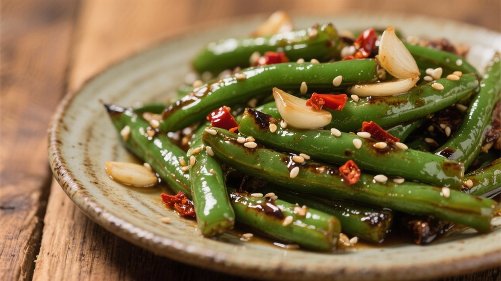 crispy garlic ginger green beans