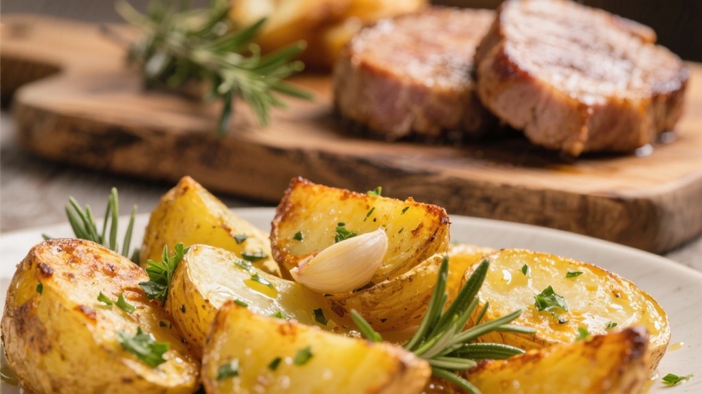 crispy garlic herb potatoes