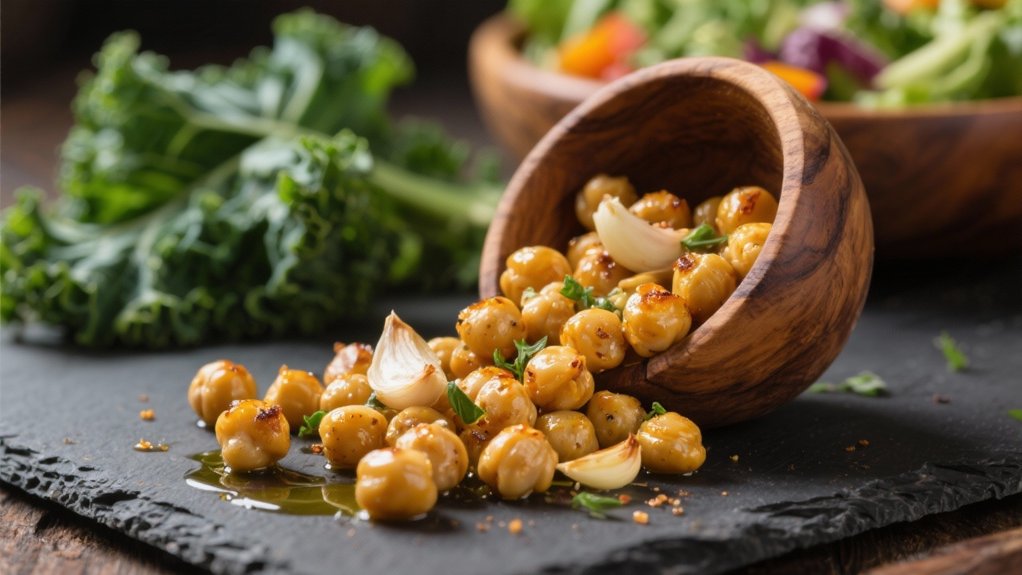 crispy garlic roasted chickpeas