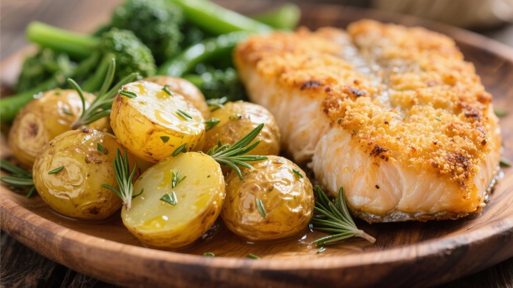 crispy herb infused baby potatoes