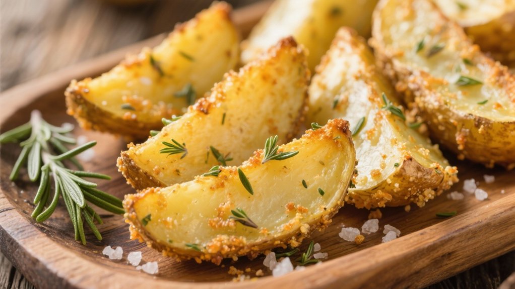 crispy herb infused potato wedges