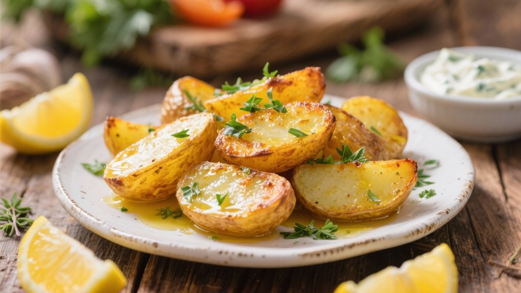crispy lemon infused roasted potatoes