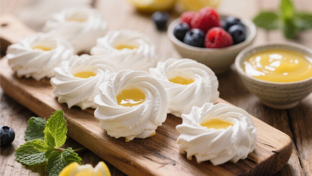 crispy meringue lemon nests