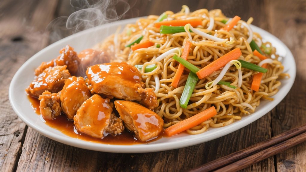 crispy noodles sweet glaze