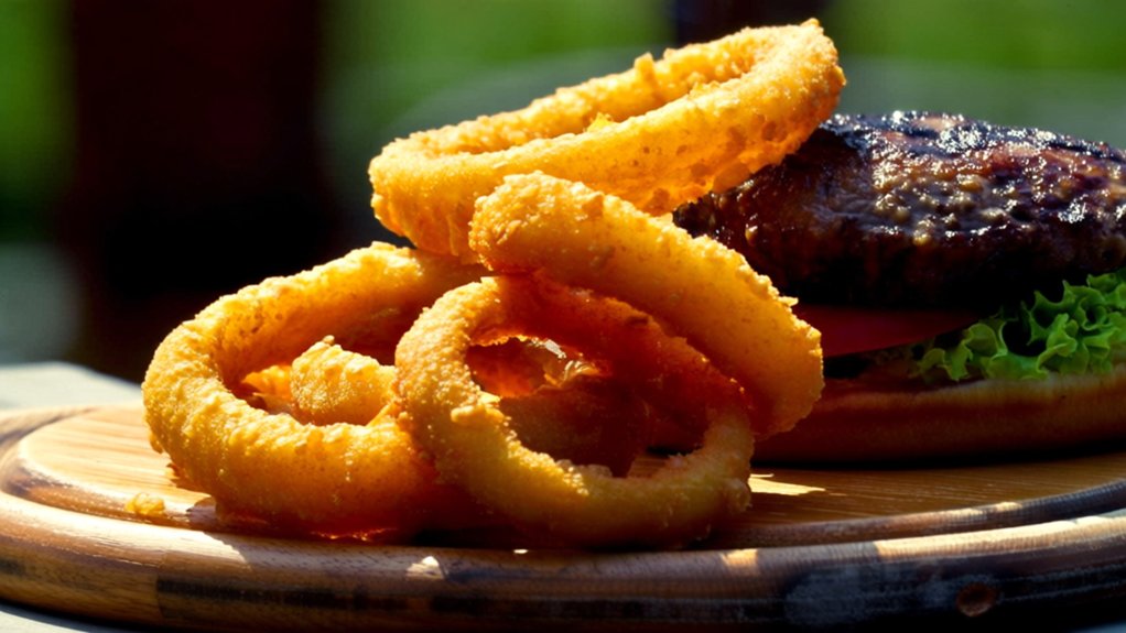 crispy onion rings enhance burgers
