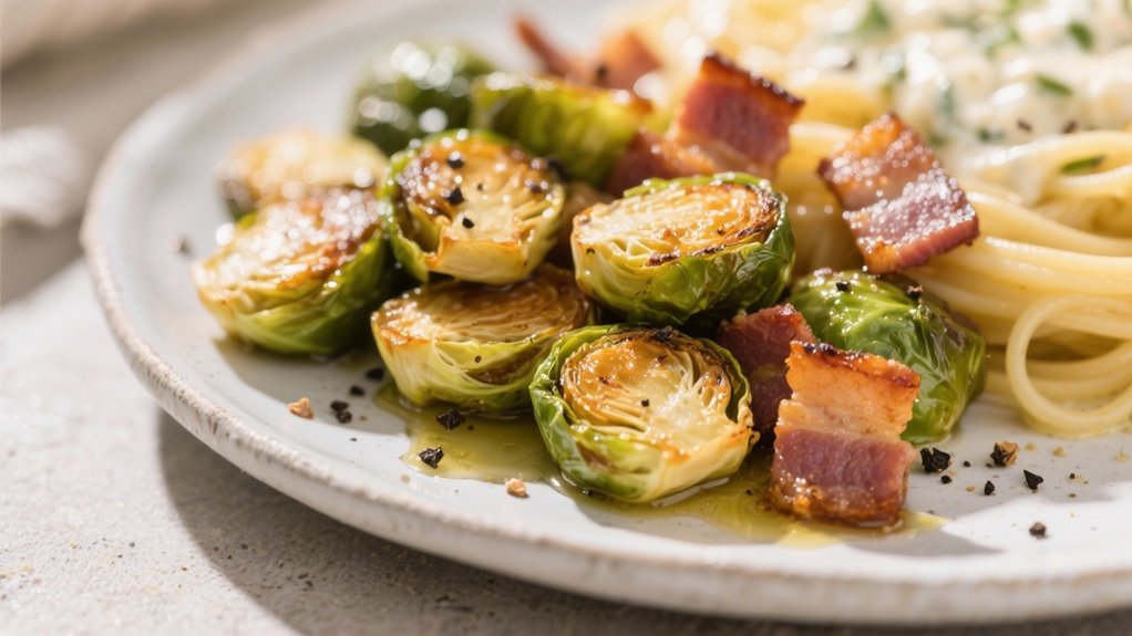 crispy pancetta roasted sprouts