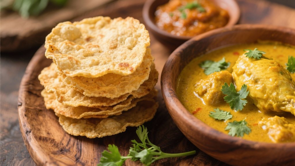 crispy pappadums enhance curry