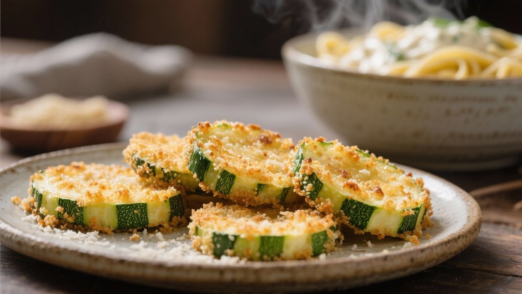 crispy parmesan coated zucchini rounds