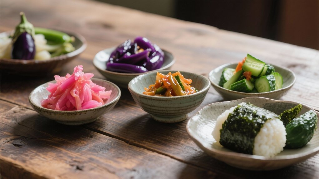 crispy pickles enhance onigiri