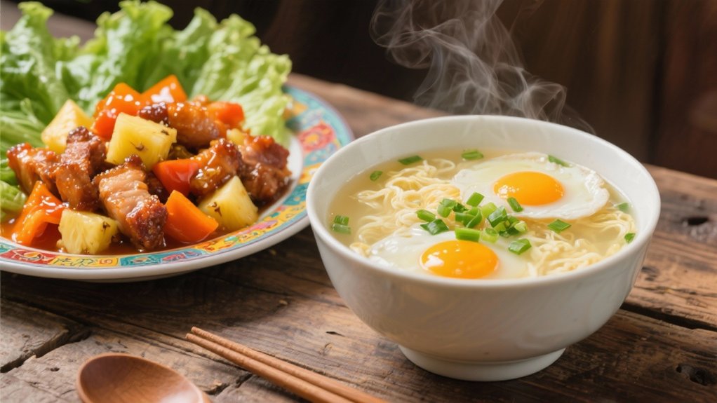 crispy pork with soup