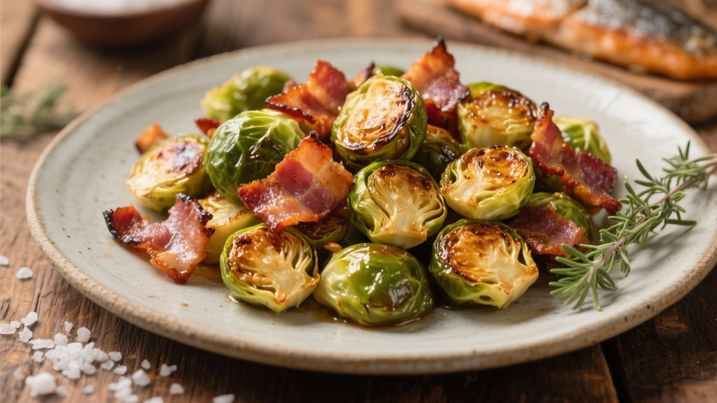 crispy roasted sprouts with bacon
