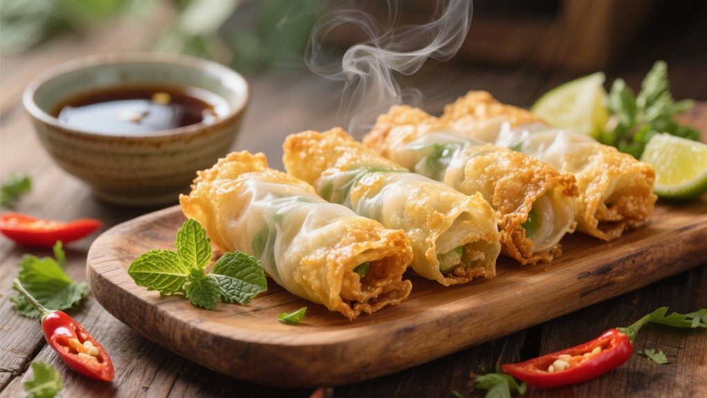 crispy rolls with dip