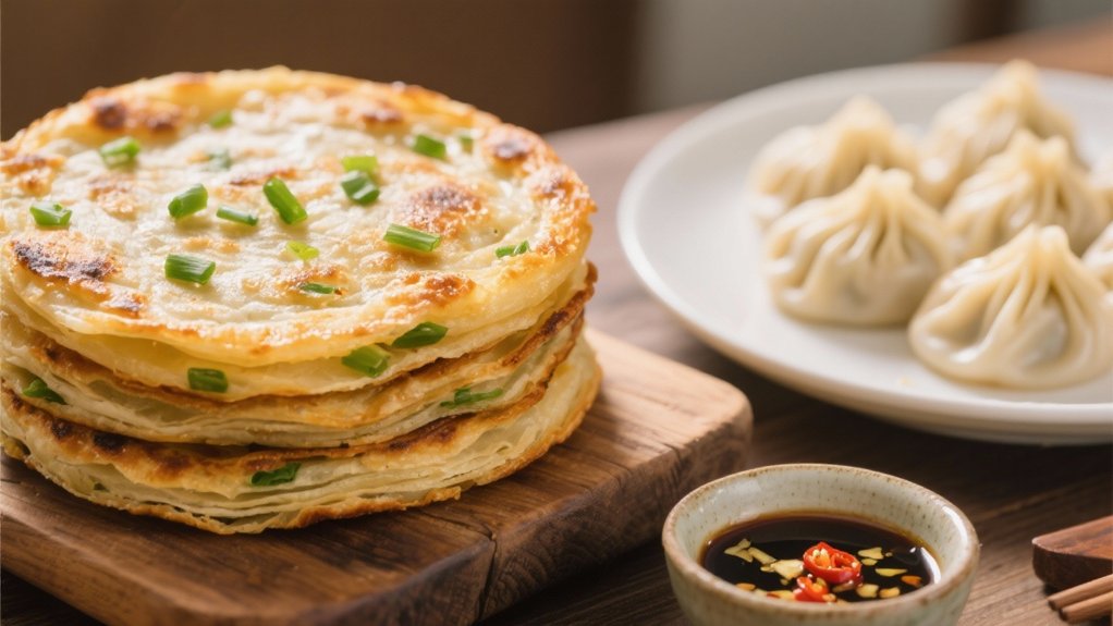 crispy scallion pancakes complement dumplings