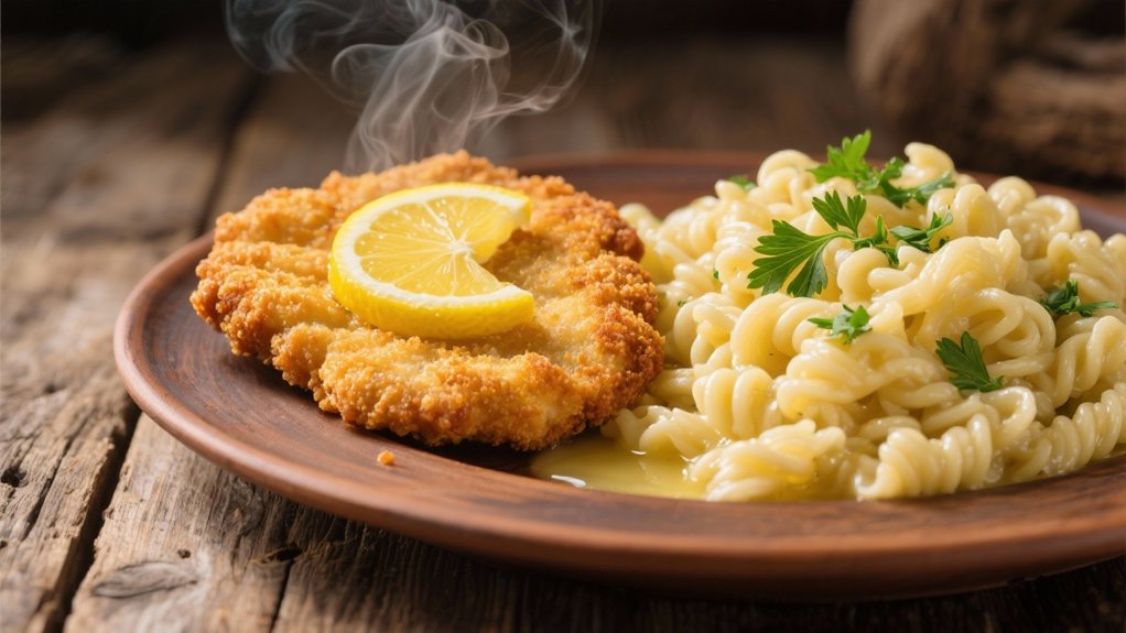 crispy schnitzel tender spaetzle