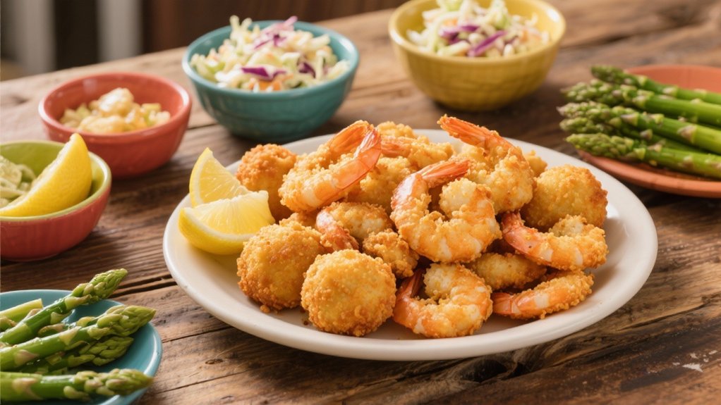 crispy shrimp and hush puppies