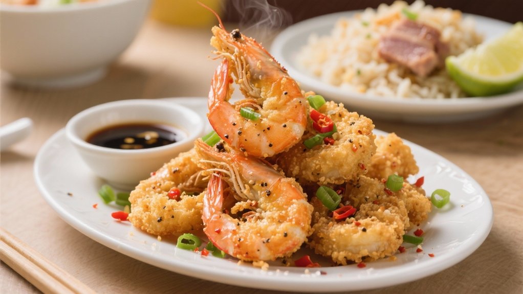 crispy shrimp enhances rice