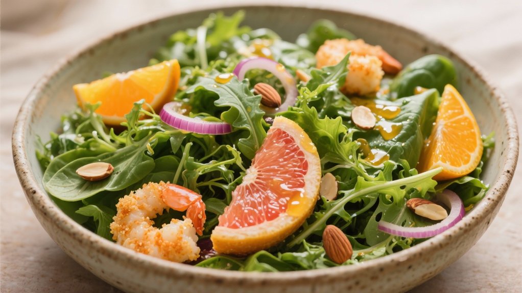 crispy shrimp vibrant salad