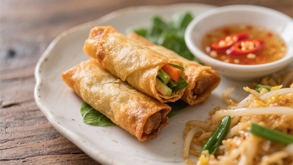 crispy spring rolls delightfully contrast